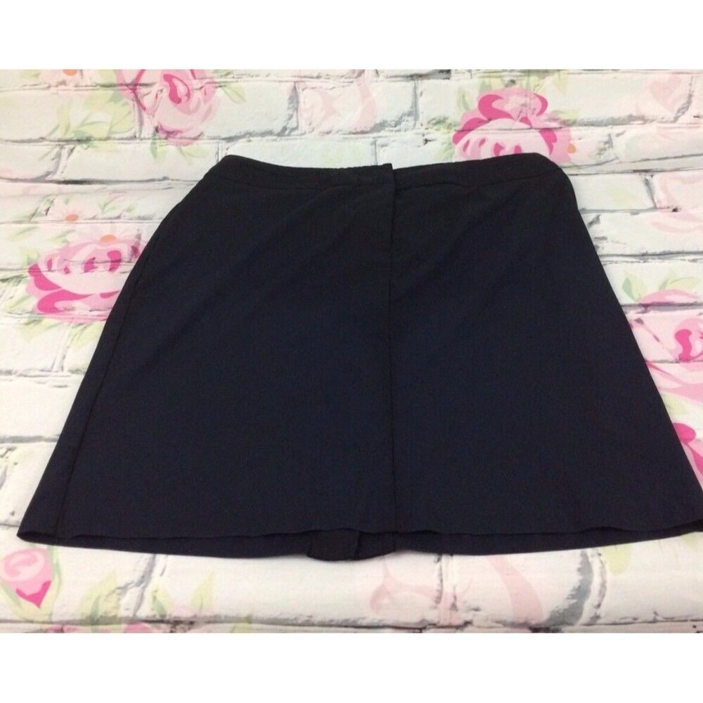 New York & Company Womens Skirt Navy Sz 12 Back Split Waist Buckles Office Core - Picture 3 of 7
